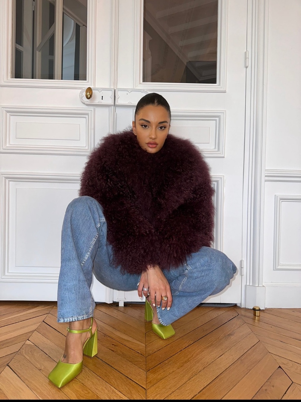 Amina Muaddi charlotte pumps in satin